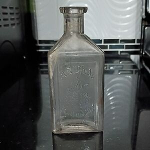 Vintage A.S.Hinds Almond Cream Embossed Clear 1900'S Collectible Bottle